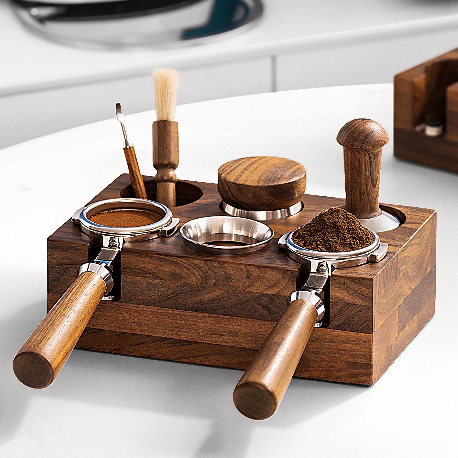 Walnut Organizer Box For Barista