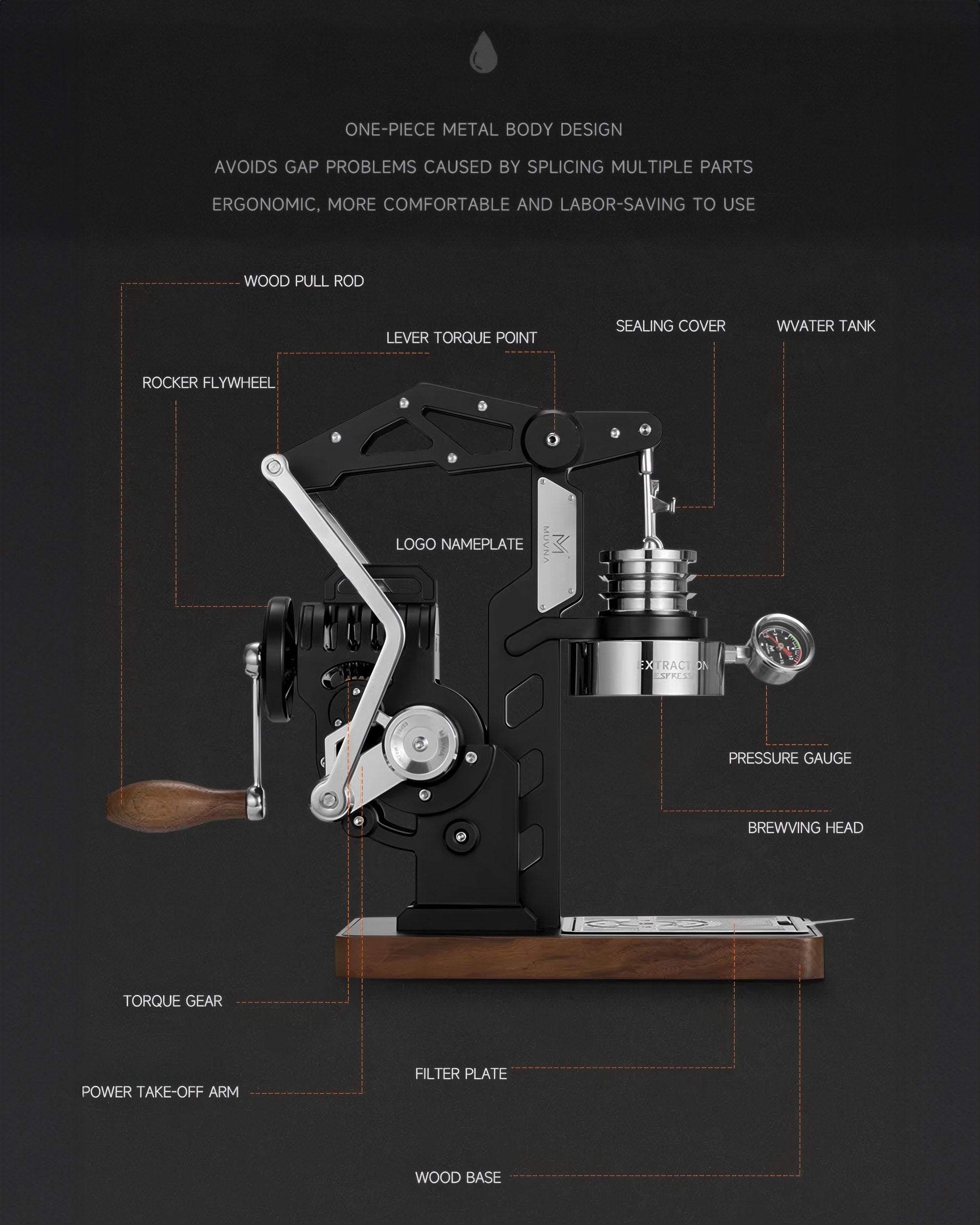 Mach M8 Hand Crank Espresso Machine - MUVNA