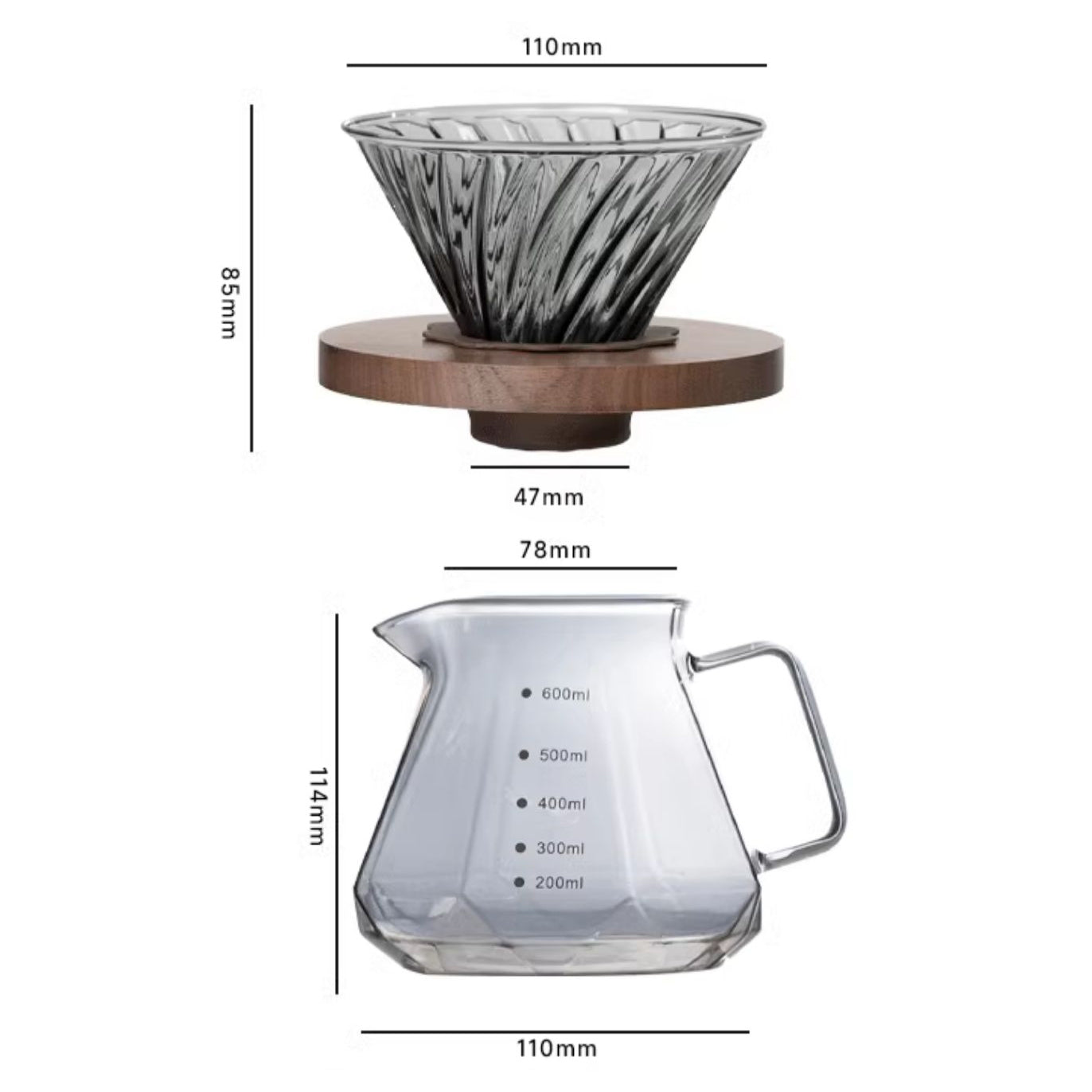 Coffee Brewing V60 Set with Walnut Wood Holder