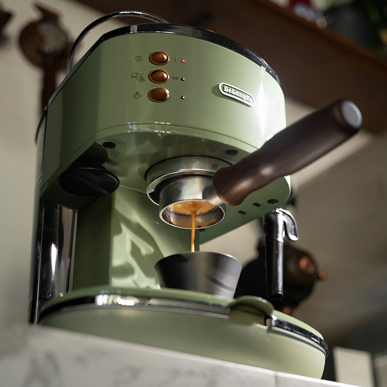 Stainless Steel Bottomless Portafilter with Walnut Handle