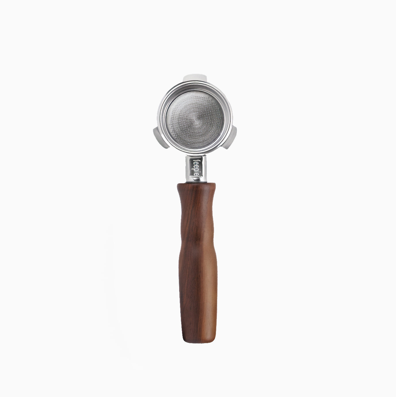 Stainless Steel Bottomless Portafilter with Walnut Handle