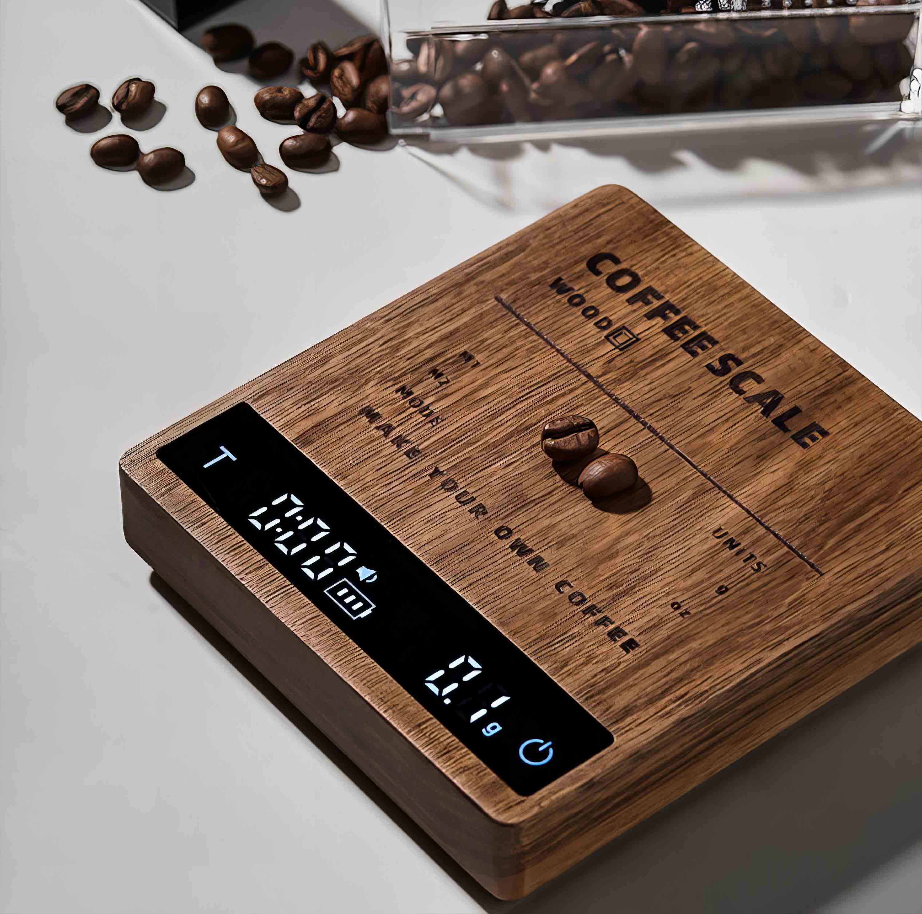 High Precision Wooden Coffee Scale with Touch Sensor