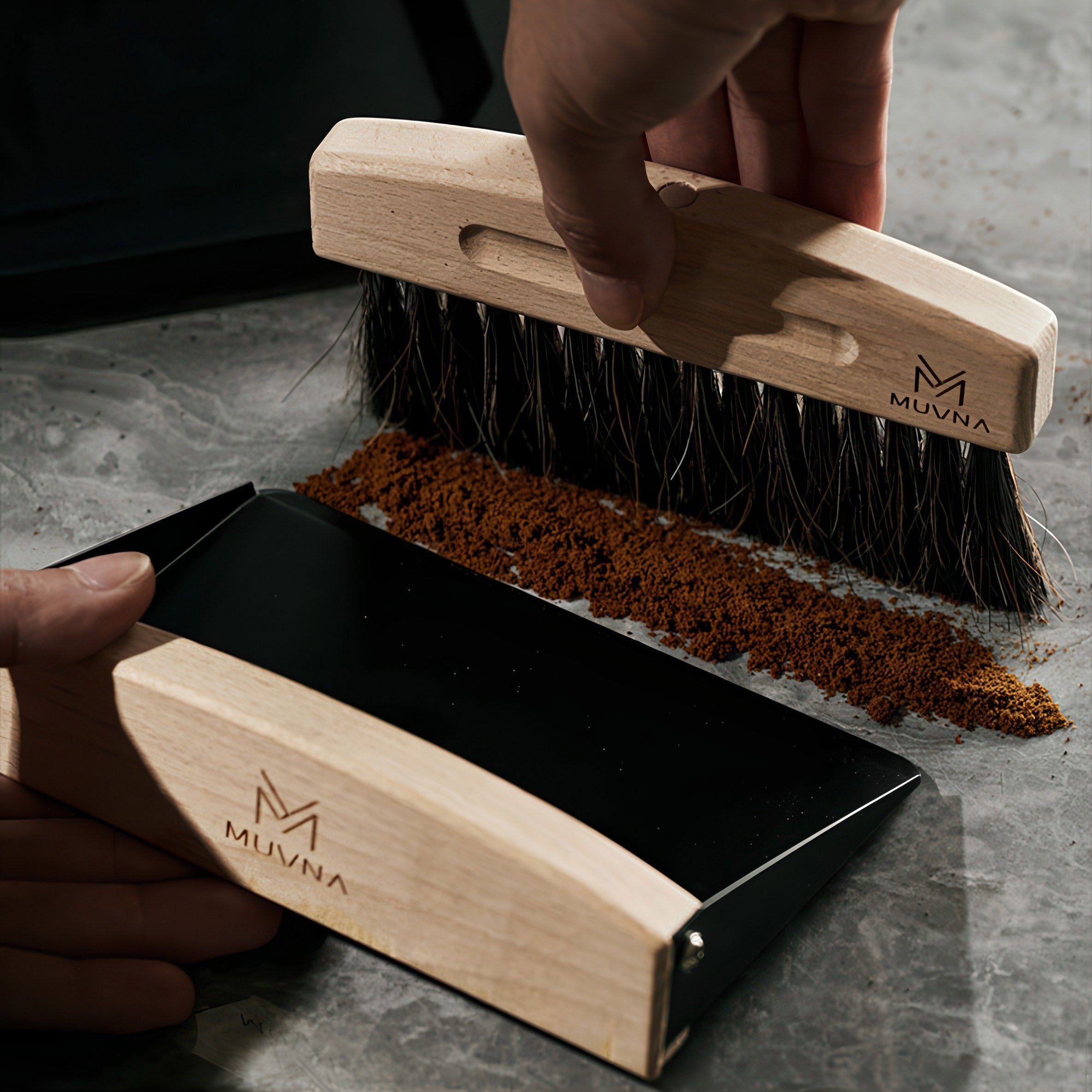 Solid Wood Coffee Cleaning Brush Set