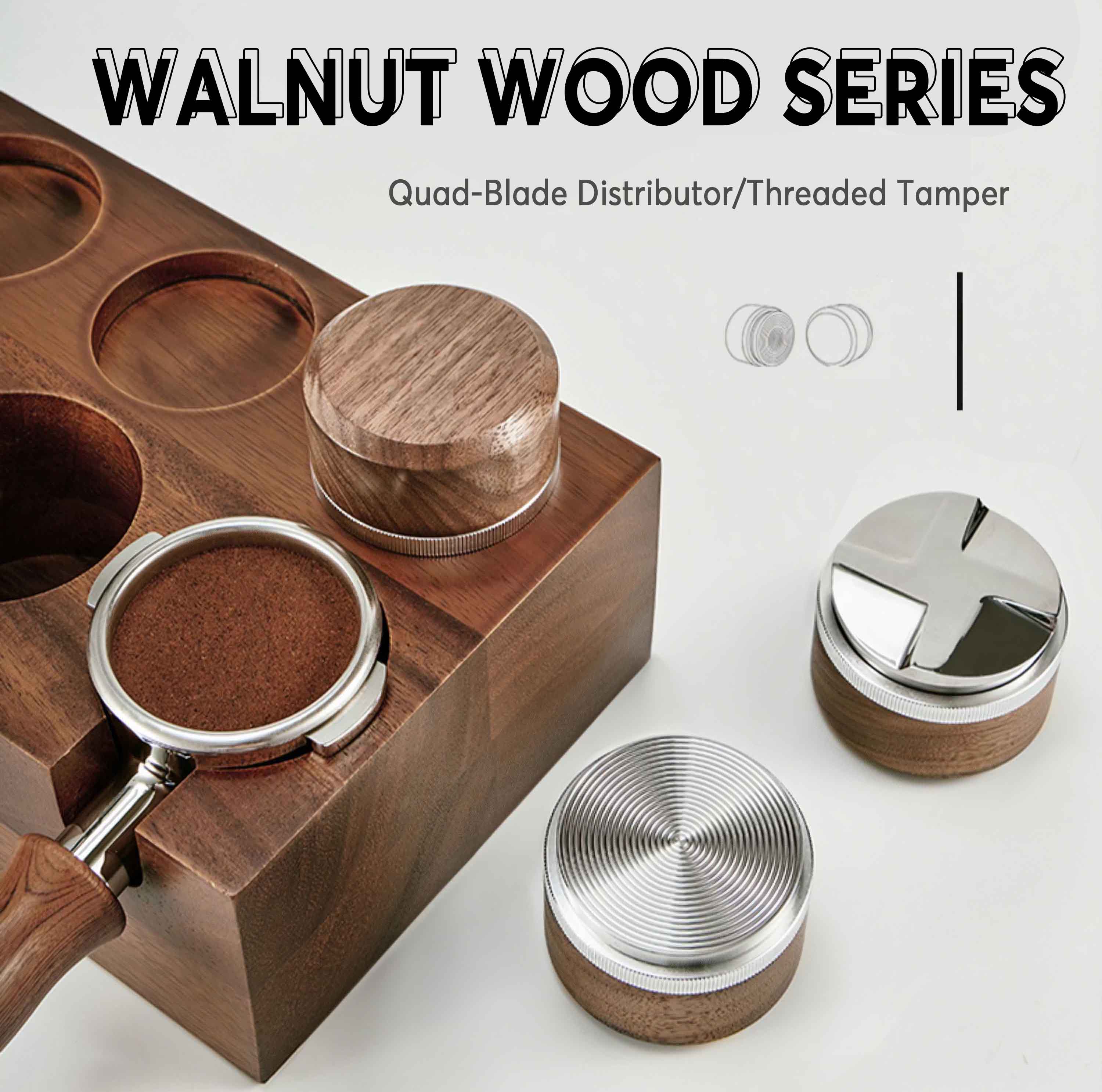 Tamper & Distributor with Wooden Handle