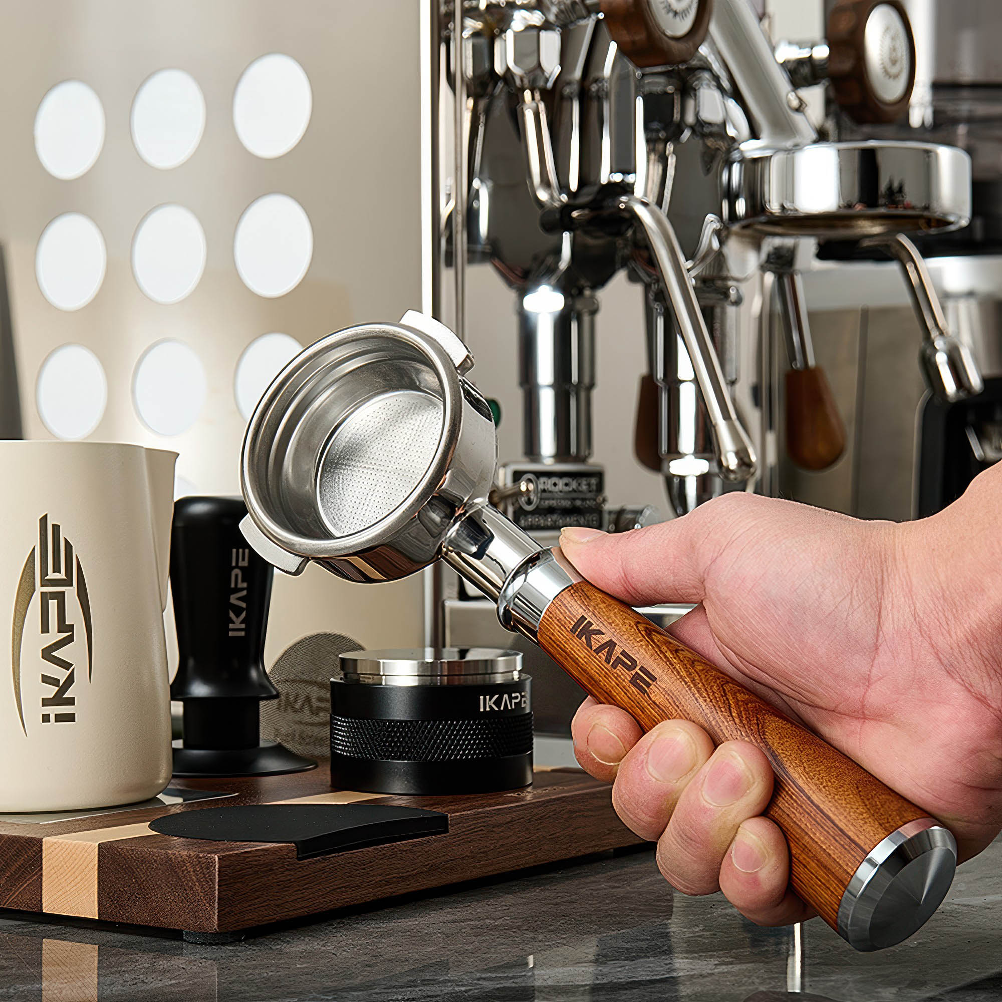 Solid Wood Handle Bottomless Portafilter