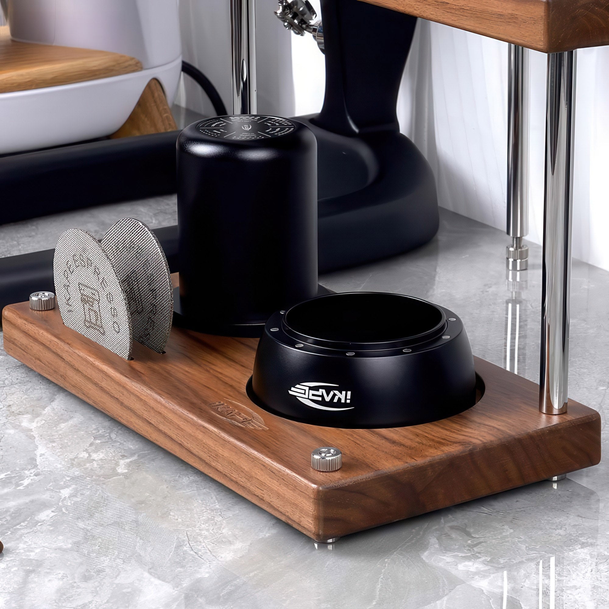 Walnut Coffee Utensils Organizer 3 Tiers