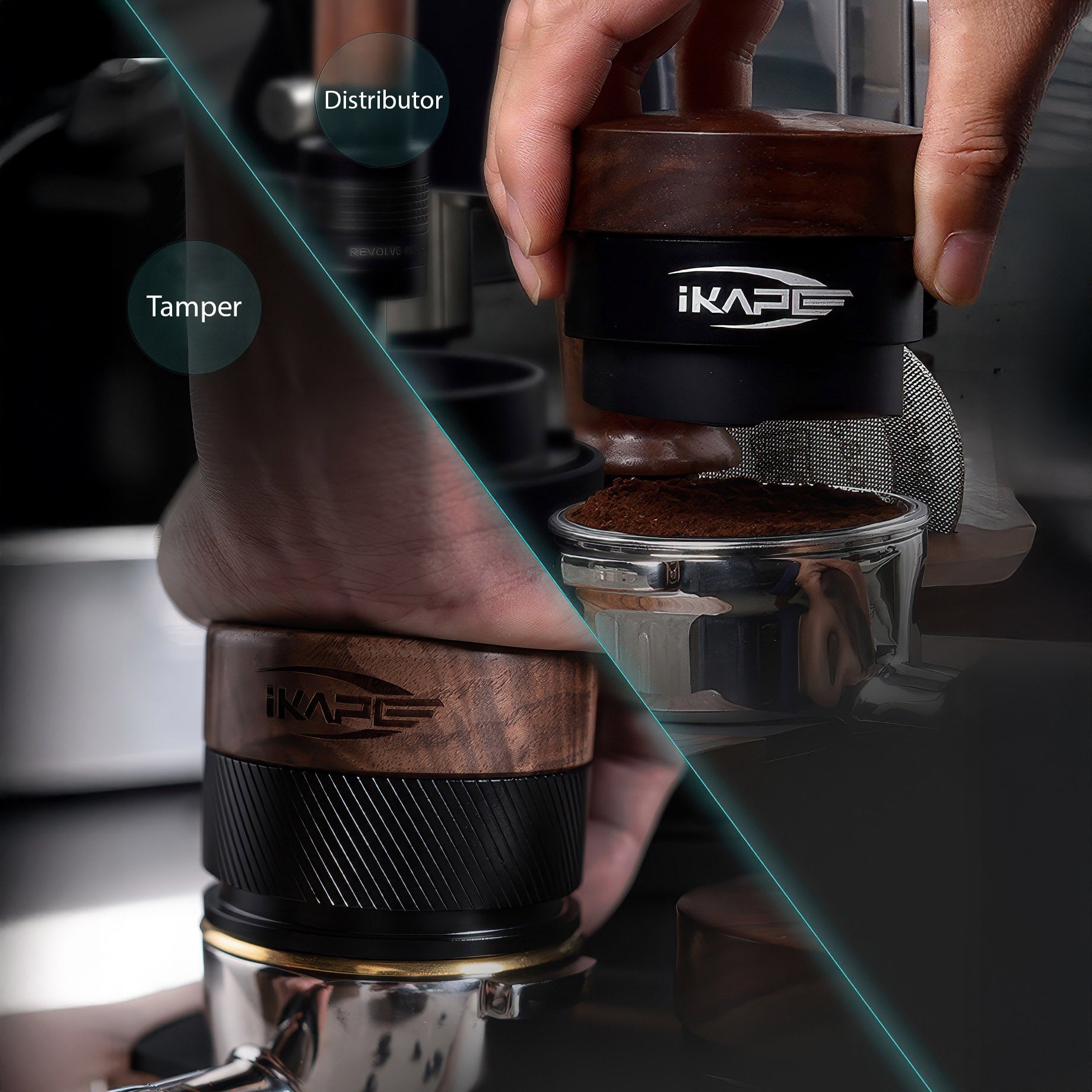 Black Edition Wooden Tamper And Distributor