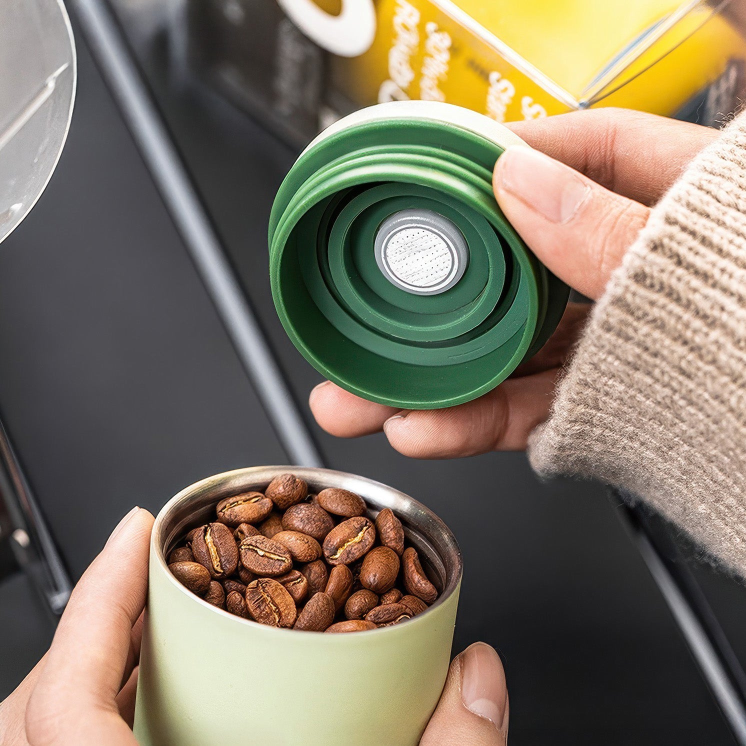 Portable Travel Coffee Bean Canister