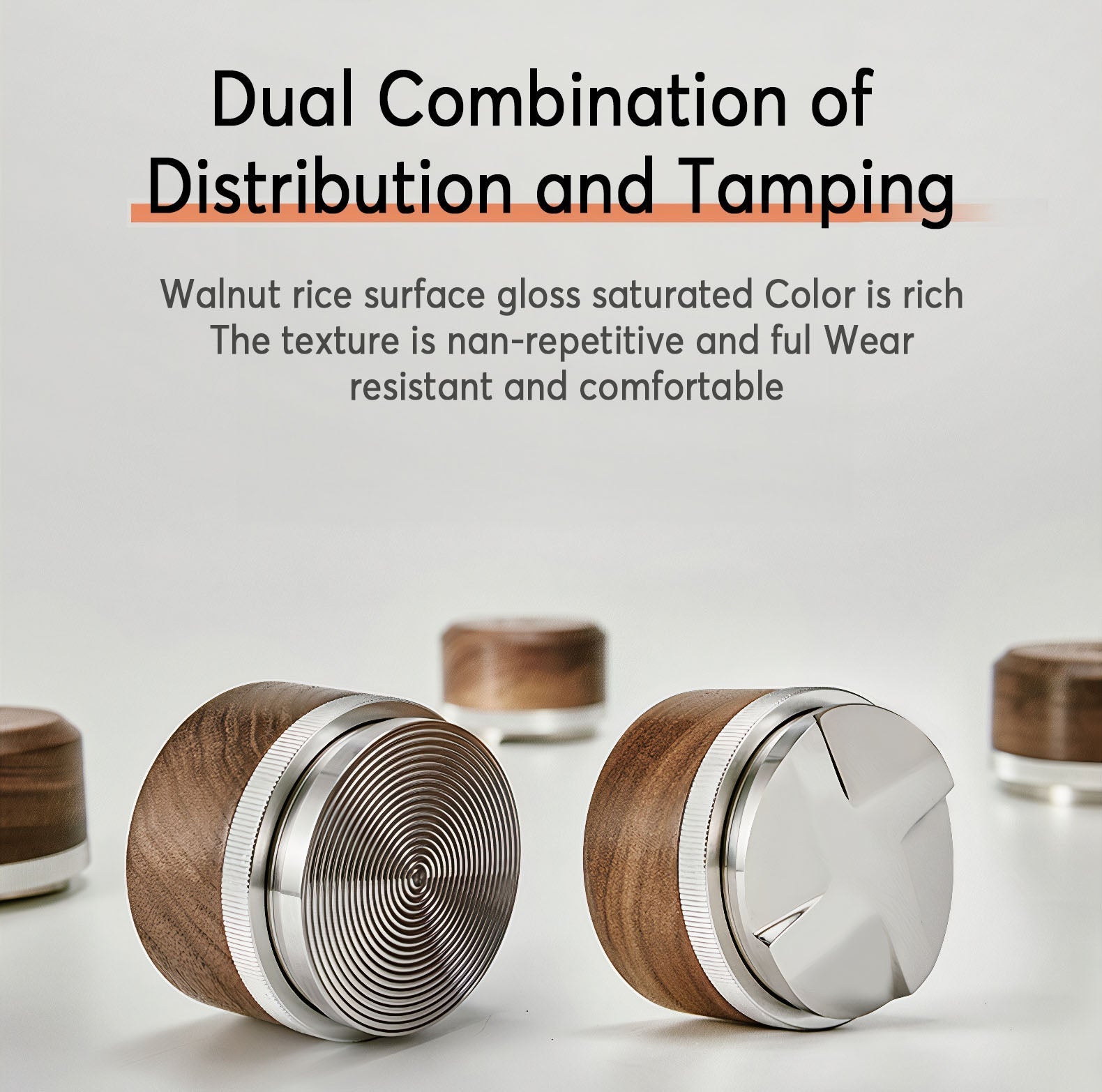 Tamper & Distributor with Wooden Handle