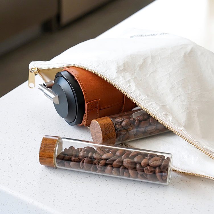 Coffee Bean Storage Tubes With Walnut Wood Base