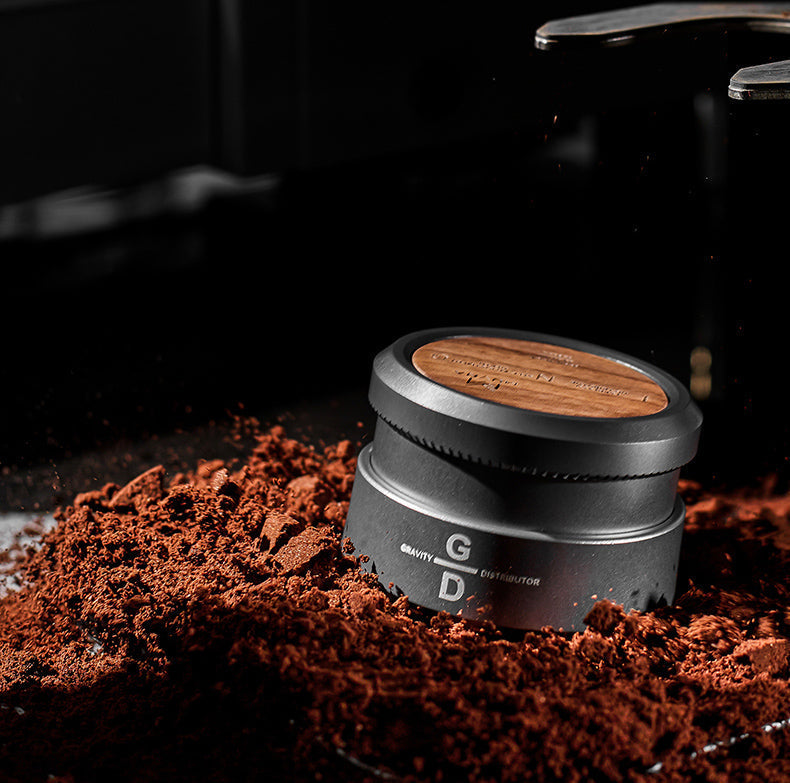 Gravity Tamper and Distributor with Wooden Lid