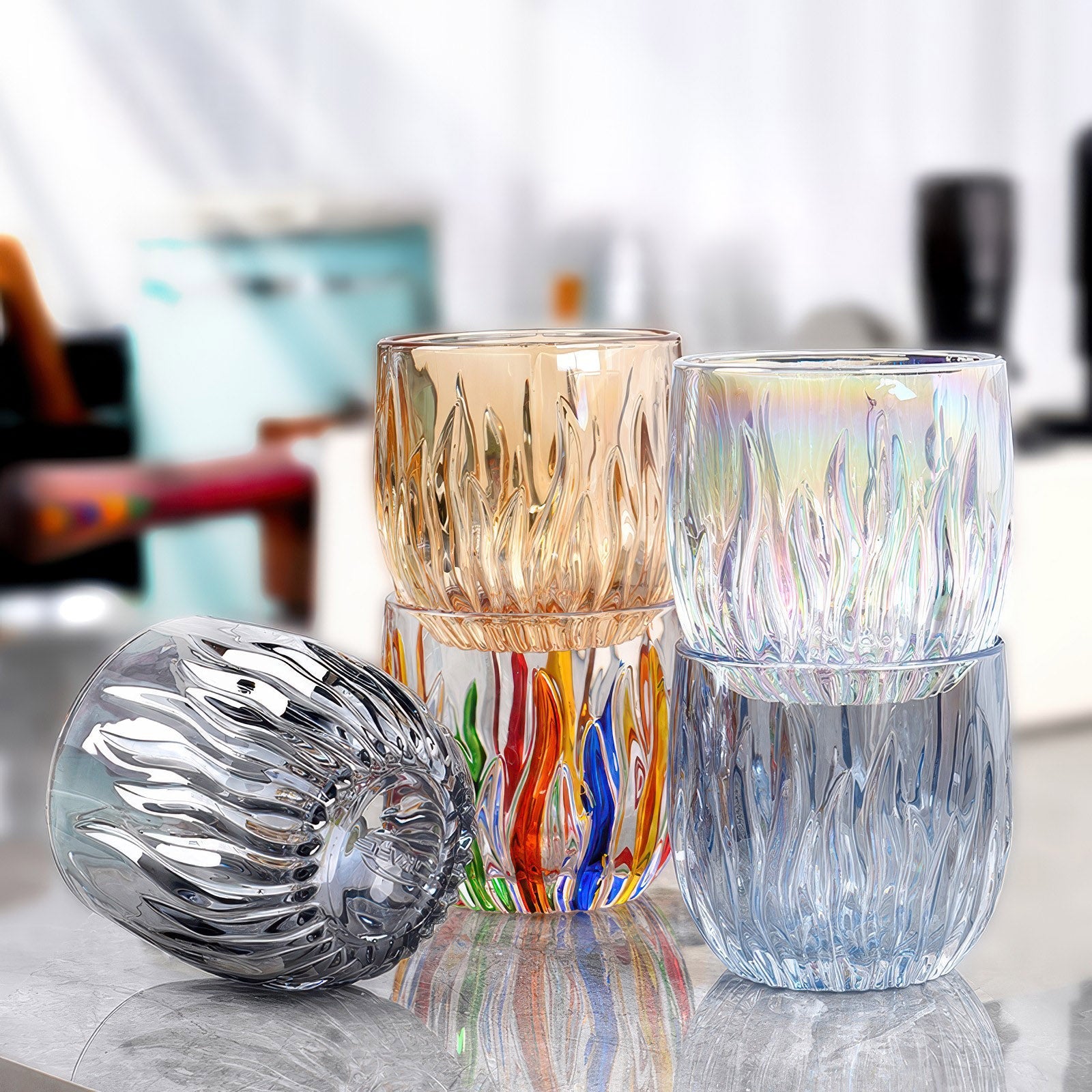 Flame Crystal Cut Glass Coffee Cup