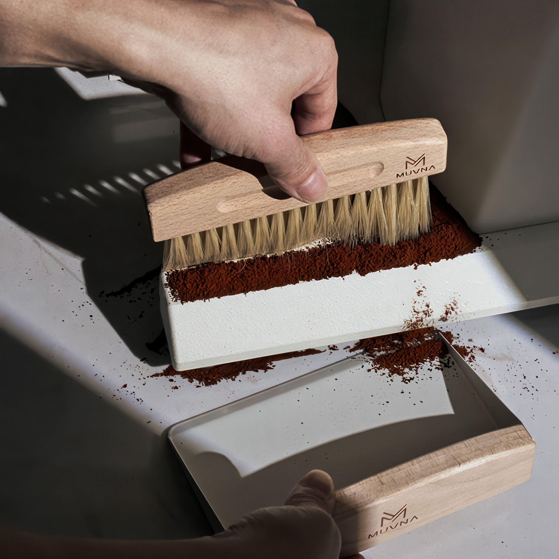 Solid Wood Coffee Cleaning Brush Set