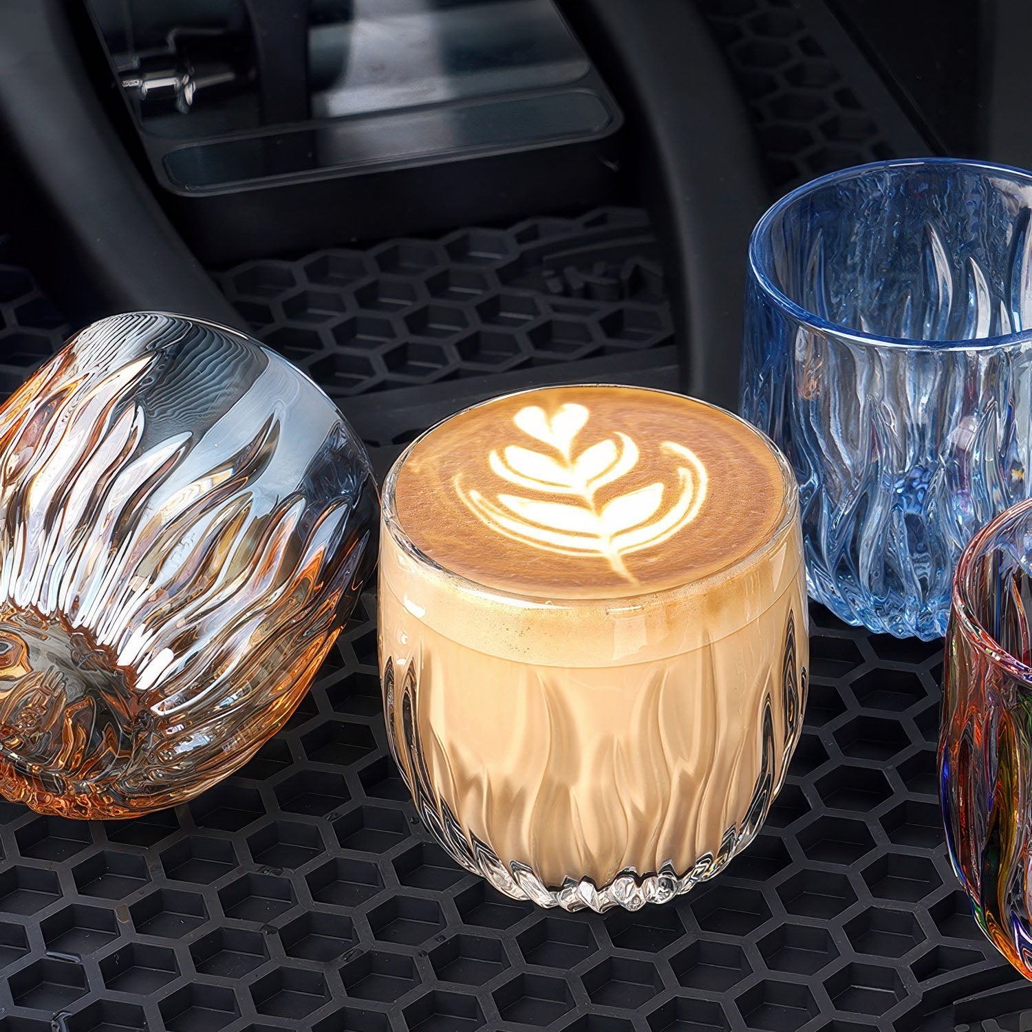 Flame Crystal Cut Glass Coffee Cup